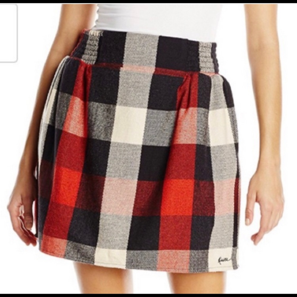 Kavu Plaid "Cedar" A-Line Skirt with Pockets sz S